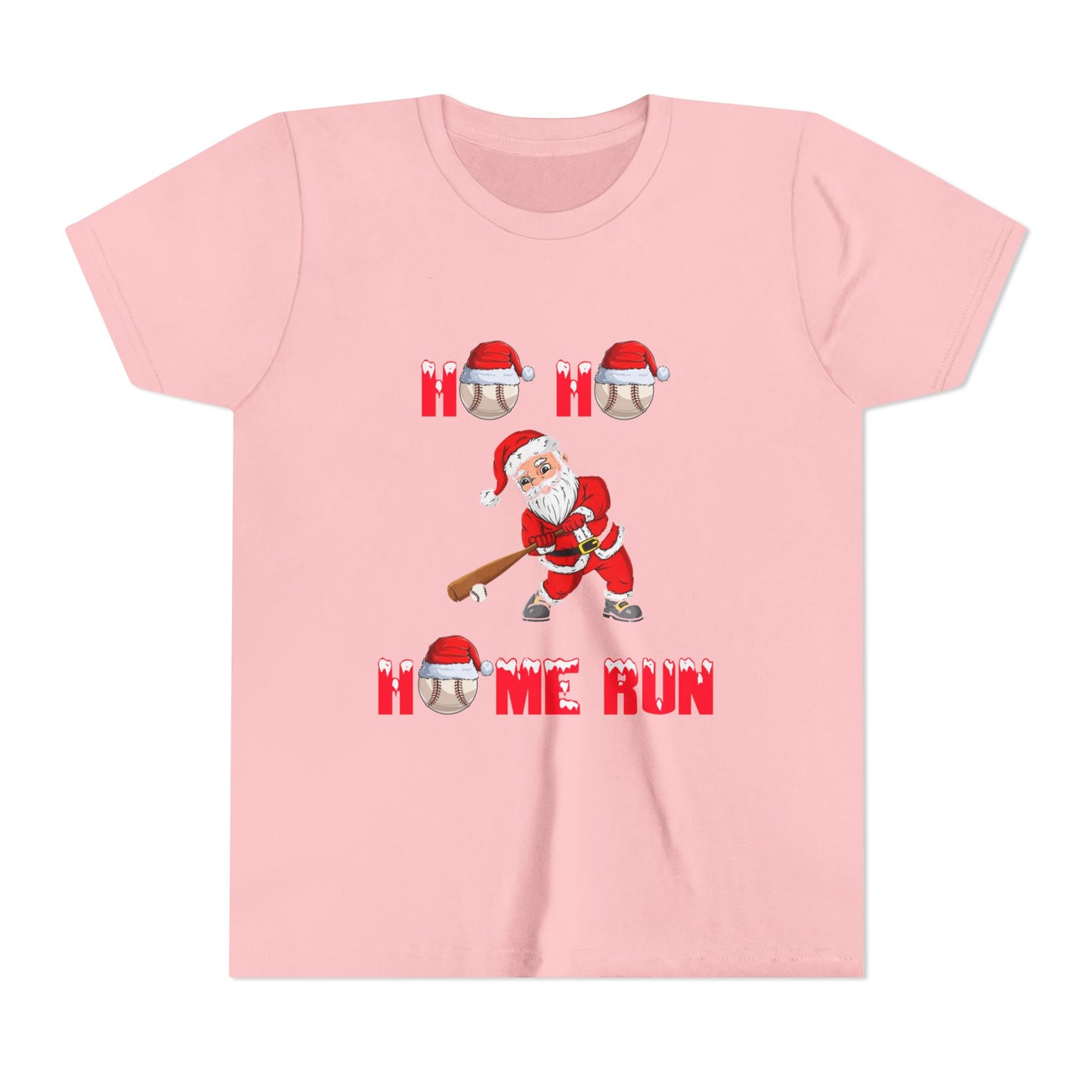 Ho Ho Home Run! Santa Baseball Christmas Shirt β Funny Youth Holiday Tee