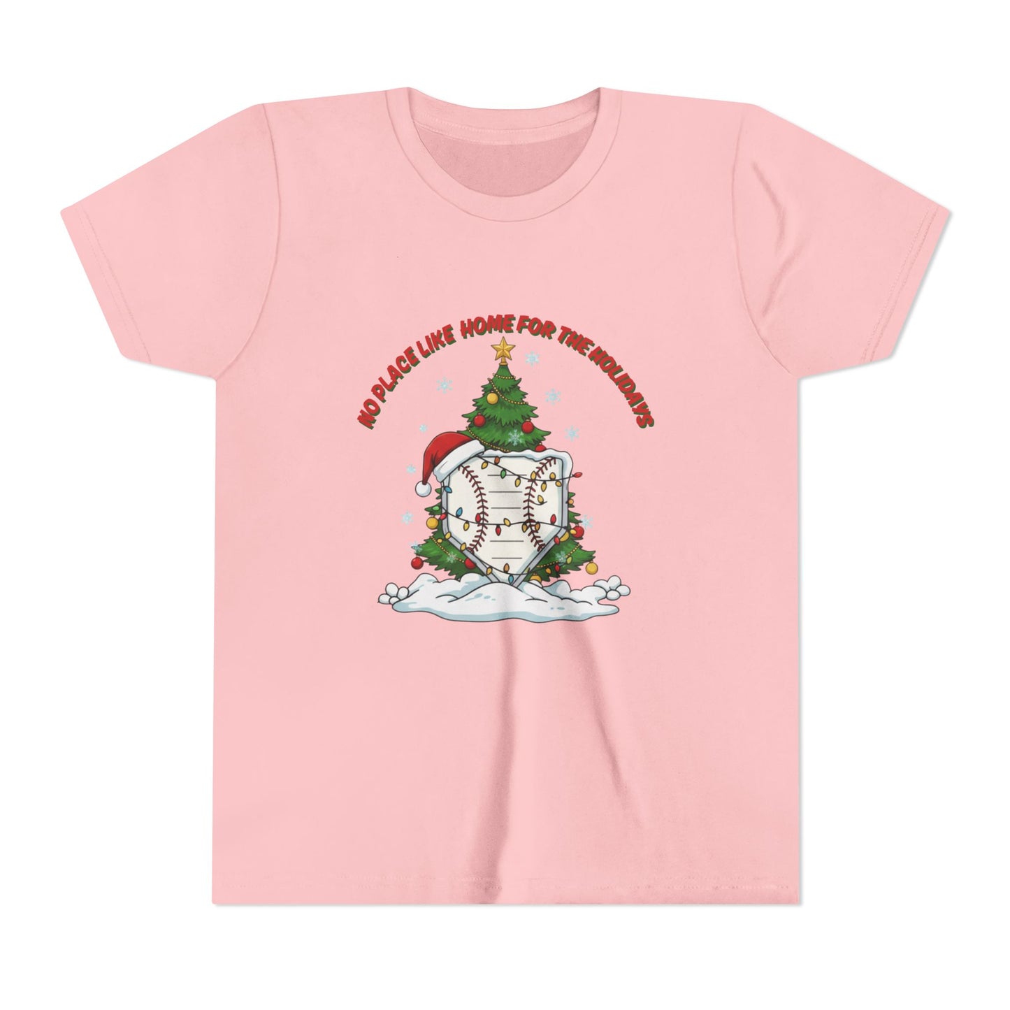 No Place Like Home (Plate) For The Holidays – Festive Youth Baseball Tee