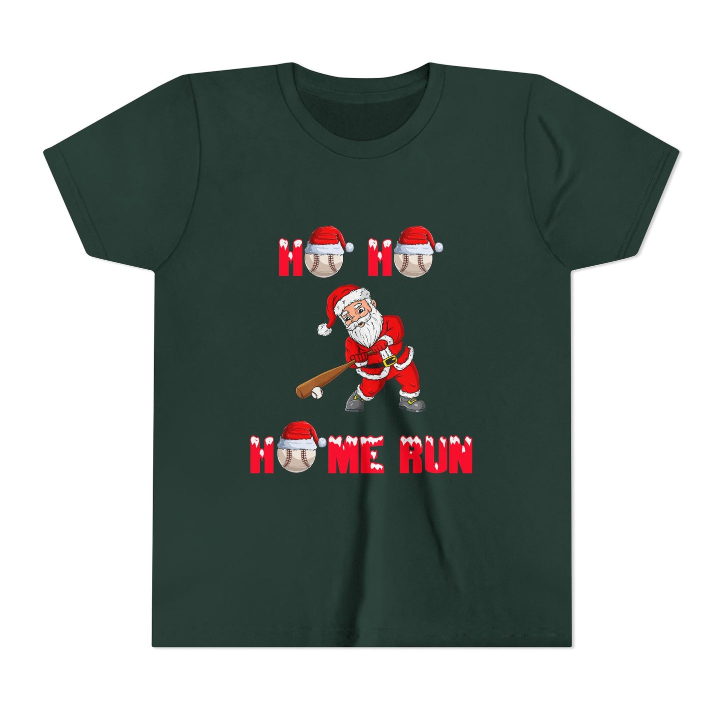 Ho Ho Home Run! Santa Baseball Christmas Shirt – Funny Youth Holiday Tee