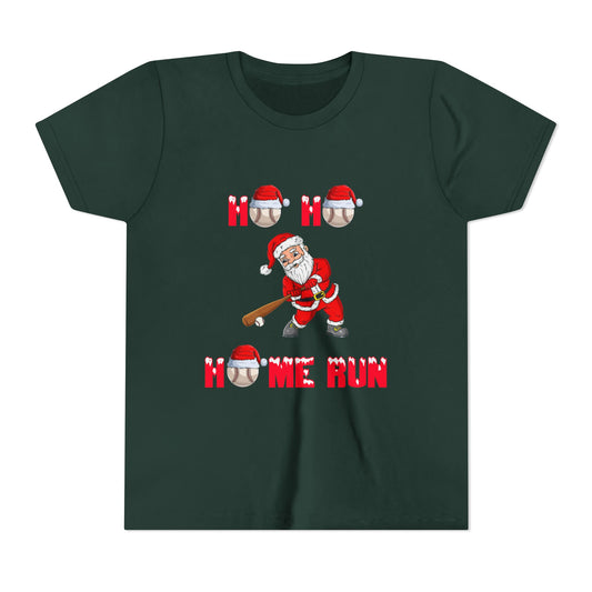 Ho Ho Home Run! Santa Baseball Christmas Shirt – Funny Youth Holiday Tee