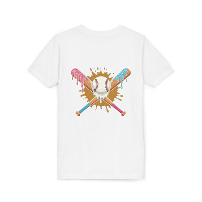 Drippin' & Rippin' Youth Baseball Tee – Donut Bat Graphic Shirt – Travel Ball Swag