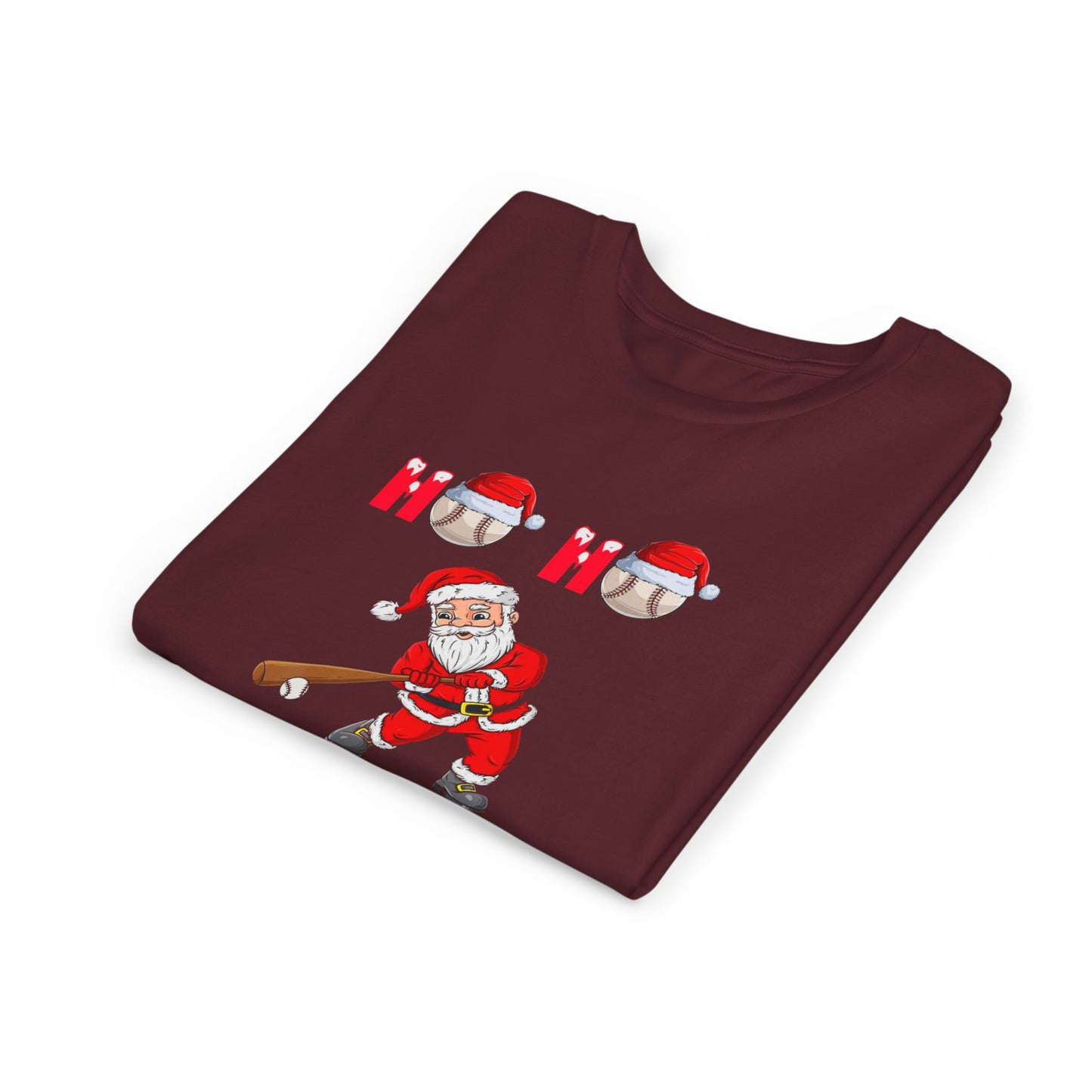 Ho Ho Home Run! Santa Baseball Christmas Shirt – Funny Youth Holiday Tee