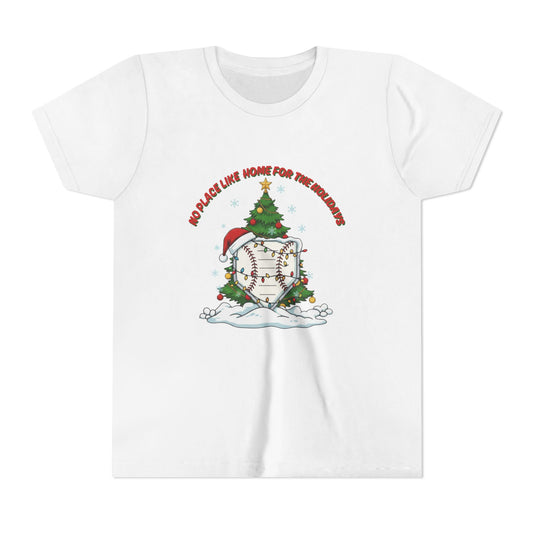 No Place Like Home (Plate) For The Holidays – Festive Youth Baseball Tee