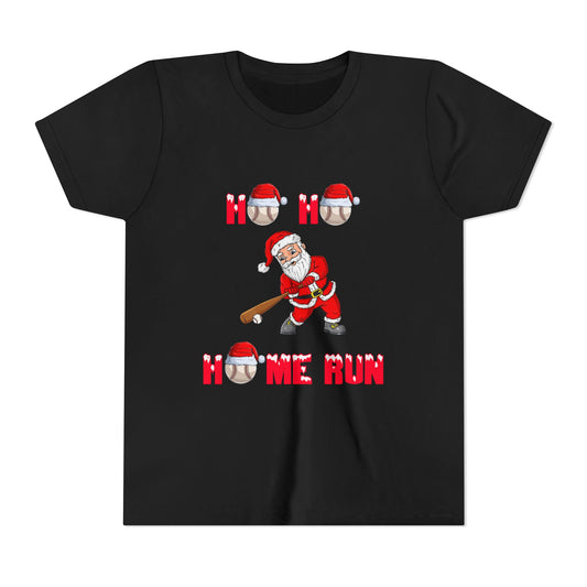 Ho Ho Home Run! Santa Baseball Christmas Shirt – Funny Youth Holiday Tee
