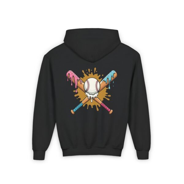 Youth Hooded Sweatshirt - Drippin' and Rippin' Baseball Bats Design - Image 4