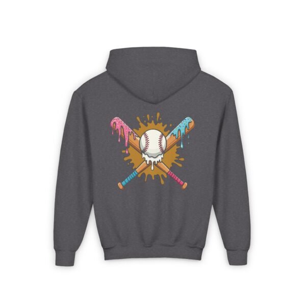 Youth Hooded Sweatshirt - Drippin' and Rippin' Baseball Bats Design - Image 6